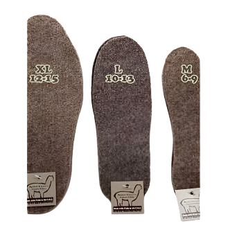 Photo of 3 different sizes of alpaca boot inserts