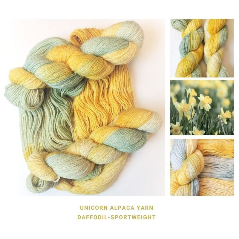 shades of yarn the color of daffodil shown in braids