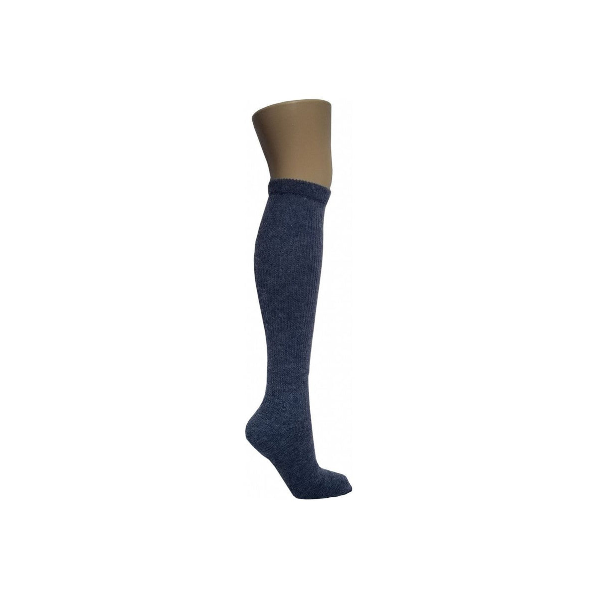 photo of blue alpaca boot sock on white background
